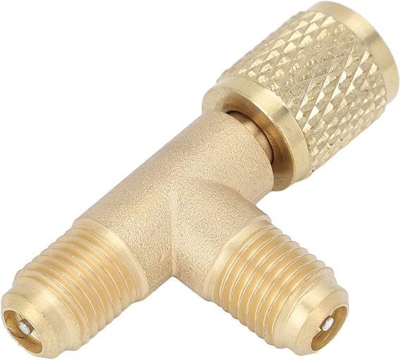 1/4in Valve Quick Coupler Tee Adapter, Quick Coupler Access Tee HAVC Vacuum Tee Adapter Refrigerant Tee Adapter Valve Core Tee Adapter 1/4 inch SAE Tee Adapter Valve for R22 R12 R134