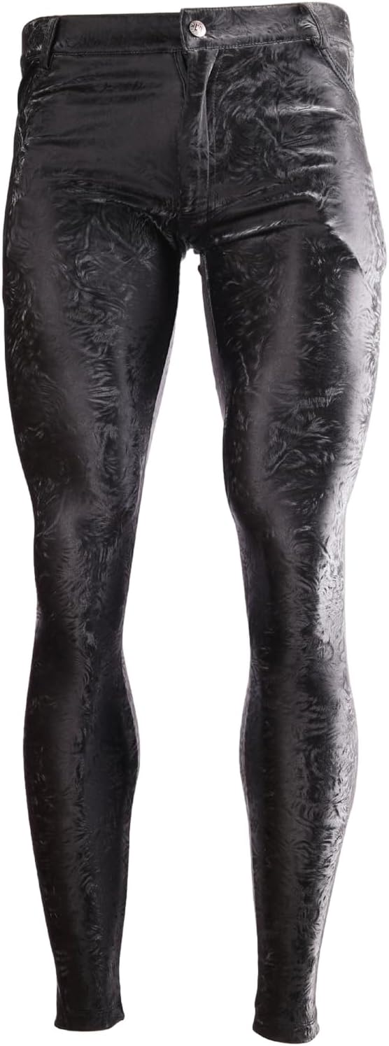 LESOYA Men's Fashion Soft PU Leather Pants Skinny Pencil Leggings Stretchy Long Trousers