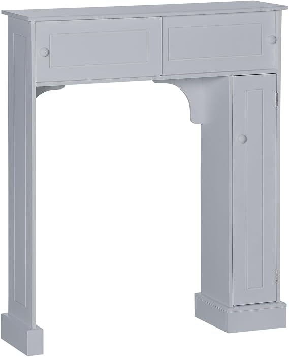 HOMCOM Over The Toilet Bathroom Cabinet, Freestanding Bathroom Storage Organizer with Adjustable Shelves, Toilet Rack, Gray