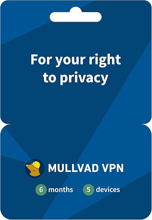 Mullvad VPN - 6 Months for 5 Devices - No-Log VPN Service for Your Privacy