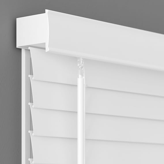 Lumino 2" Flat Slat Faux Wood Blinds, 18.5" W x 60" L White