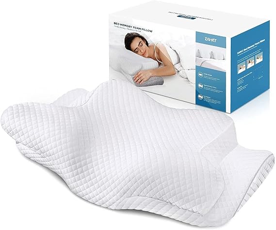 ZAMAT Adjustable Cervical Memory Foam Pillow, Odorless Neck Pillows for Pain Relief, Orthopedic Pillows for Sleeping with Cooling Pillowcase, Ergonomic Support Pillow for Stomach, Back, Side Sleeper