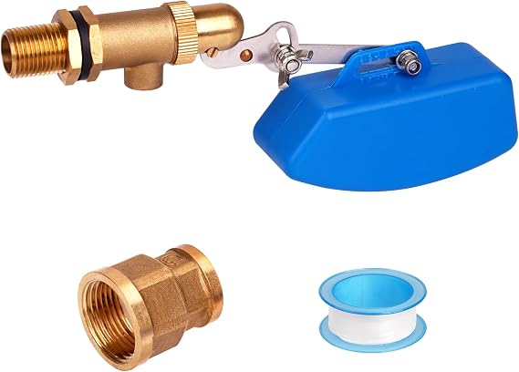 1/2 Inch Float Valve for Water Tank Brass Water Float Valve with Adjustable Arm Float Ball Valve for Stock Water Tank, Aquariums, Hydroponics, Automatic Fill and Control Water Level (1)