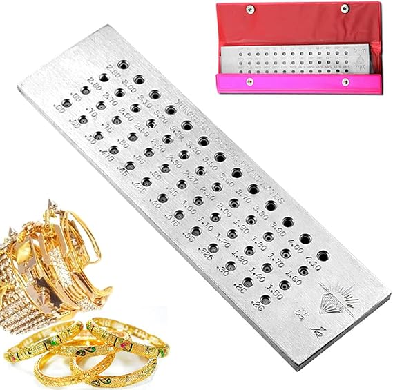 Wire Drawplate Tungsten Carbide Round Draw Plate Metal Drawplate Jewelers Accessory for Jewelry Making Making Tools Drawing Board (52Holes: 0.26-4.10mm)