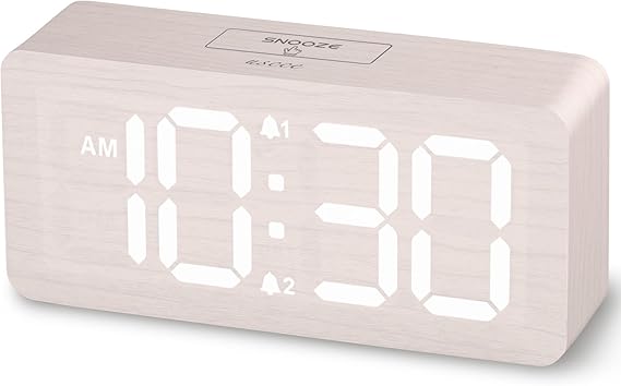 uscce Wooden Digital Alarm Clocks for Bedrooms with 0-100% Dimmable Display