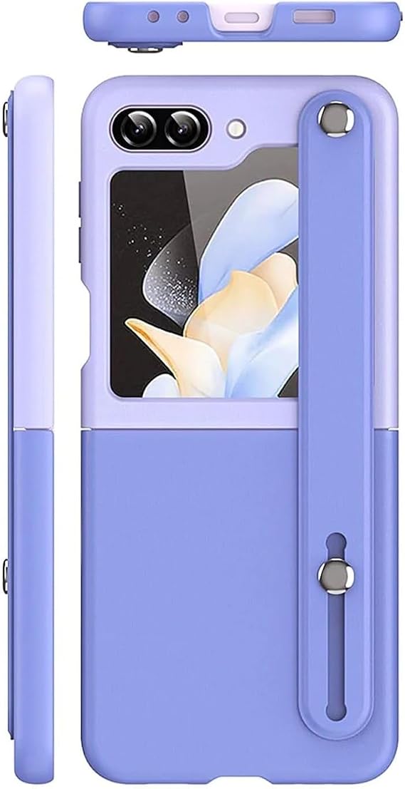 Microcase Samsung Galaxy Z Flip 7 FE/Z Flip 6 Parmak Tutuculu Deri Desen Plastik Kılıf - AL3151 (Mor)