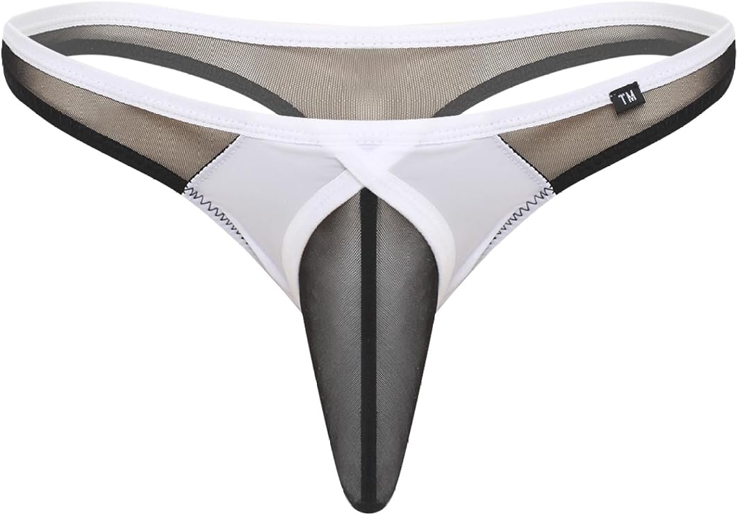 Men's Low Rise Thong Underwear with Bulge Pouch Sheer Mesh for Bedroom Fun and Special Nights