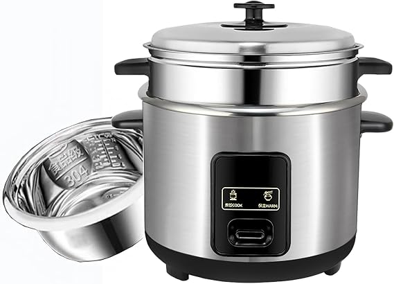 Rice Cooker (2-6L) 304 Stainless Steel Inner Pot, Intelligent Insulation, Make Rice & Steam Food & Vegetables, 220-240V US/EU Power(6L)