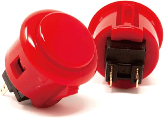 SANWA 2 pcs OBSF-30 Original Push Button 30mm Red - for Arcade Jamma Video Game & Arcade Joystick Games Console (Red) S@NWA