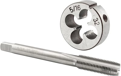 Burkit 516-32 UNEF Tap and Die Set, 516 x 32 UNEF Machine Thread Tap and Round Die Right Hand