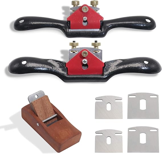 2pcs Adjustable SpokeShave with Flat Base, 6pcs Metal Blade and 1pcs Portable Woodworking Planes Wood Working Hand Tool Perfect for Wood Craft, Craver, Working