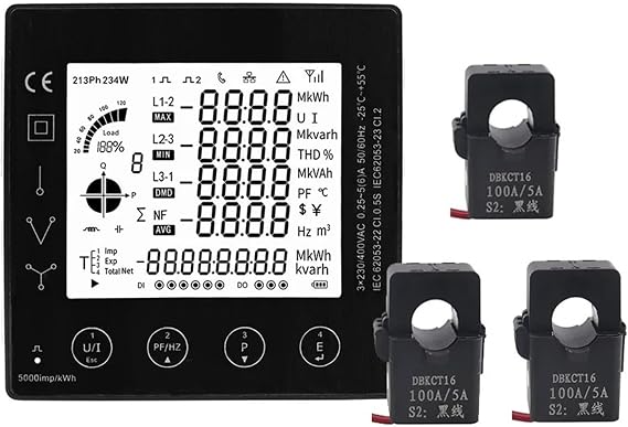 Energy Meter 3 Phase Energy Consumption Meter Intelligent kwh Electric Power Meter with CT 50/100/150/200A Panel Meter RS485 Modbus PAC5010 5110(PAC5010 with 50A CT)
