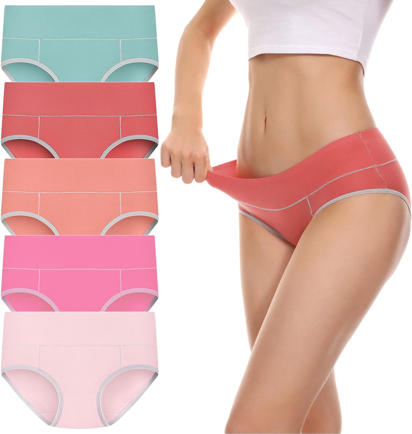 Thong Shapewear For Women Womens Underwear Cotton Mid Waist Briefs Plus Size Panties For Women Multipack 5 Pack