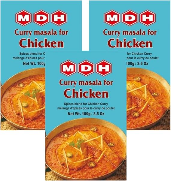 MDH Various Seasoning Masala Powder - Spices Mix Curry Masala Recipe Mixes Casserole Seasoning Herbs - Aromatic & Enhances the flavor of the meal (Chicken Curry Masala (100g), Pack of 3)