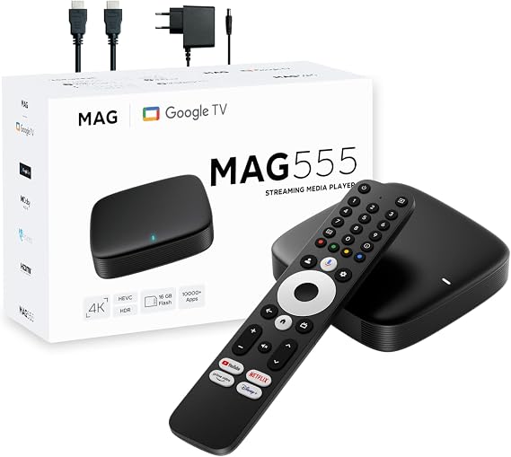 Infomir MAG555 4K Google TVTM GTV14 Streaming Media Player, WiFi, Voice RCU