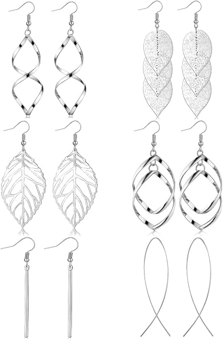 FUNEIA 6 Pairs Drop Dangle Earrings for Women Threader Earring Set