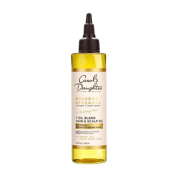 Carols Daughter Goddess Strength 7 Oil Blend Scalp and Hair Oil for Waves, Coils and Curls, Hair Treatment with Castor Oil, 4.2 Fl Oz