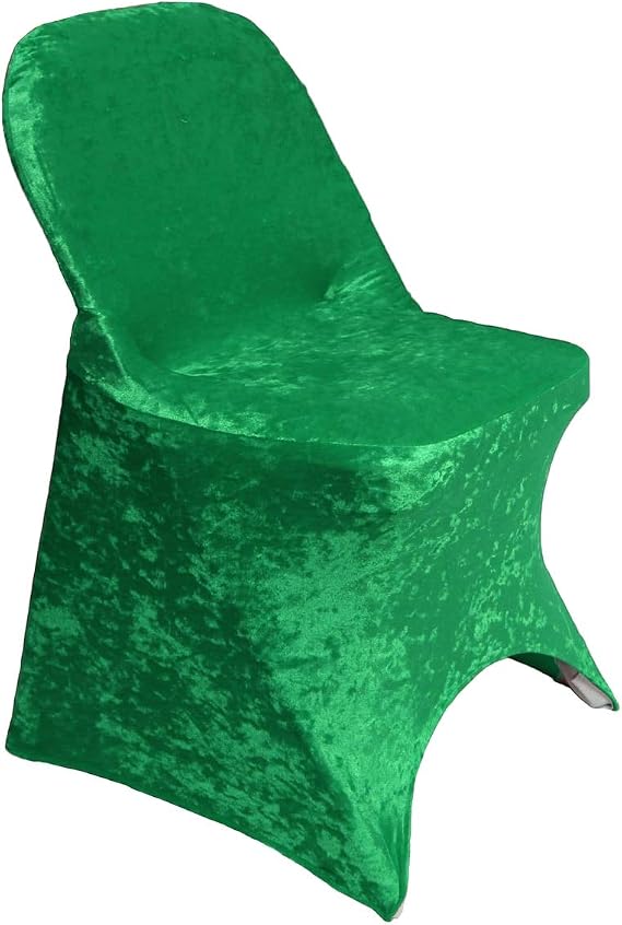 YOUR CHAIR COVERS Velvet Spandex Folding Chair Cover, Emerald Green