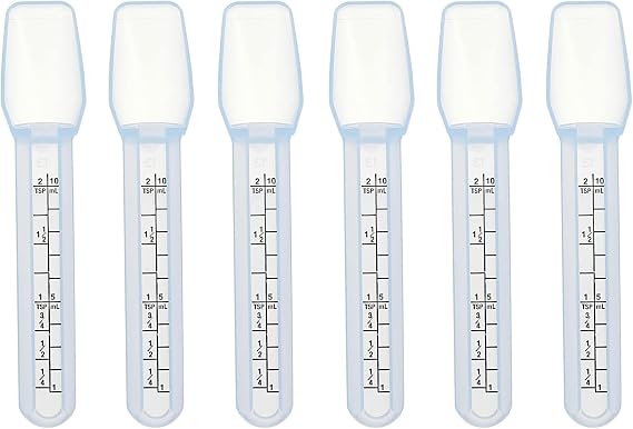6 Pack of Medicine Spoon 10 ml (2 tsp) Plastic Oral Liquid Medicine Spoon for Kids & Babies, Easy Measuring & Dispensing