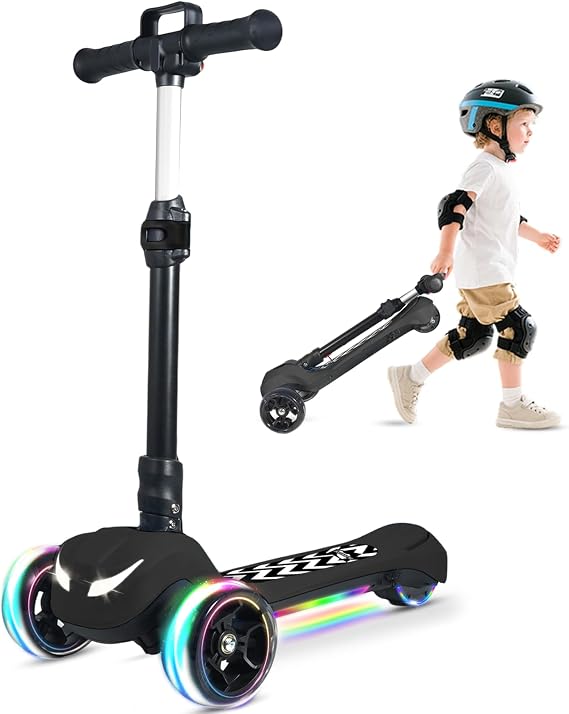 Electric Scooter for Kids Ages 3-12, 3 Adjustable Heights, 5MPH Safe Speed