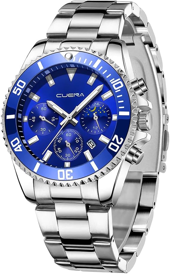 OFFCUP Mens Watches, 50MM Waterproof Stainless Steel Watch for Men