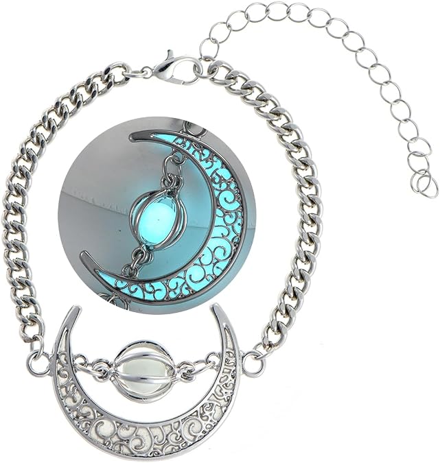 EEQQBZ Glow In Dark Crescent Moon Dangle bracelets
