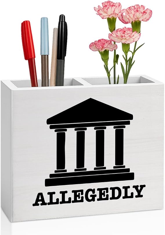 Lawyer Office Decor Lawyer Office Decoration Law Attorney Judge Gifts for Men Women Wooden Pencil Holder, Law School Students Graduation Gifts Desk