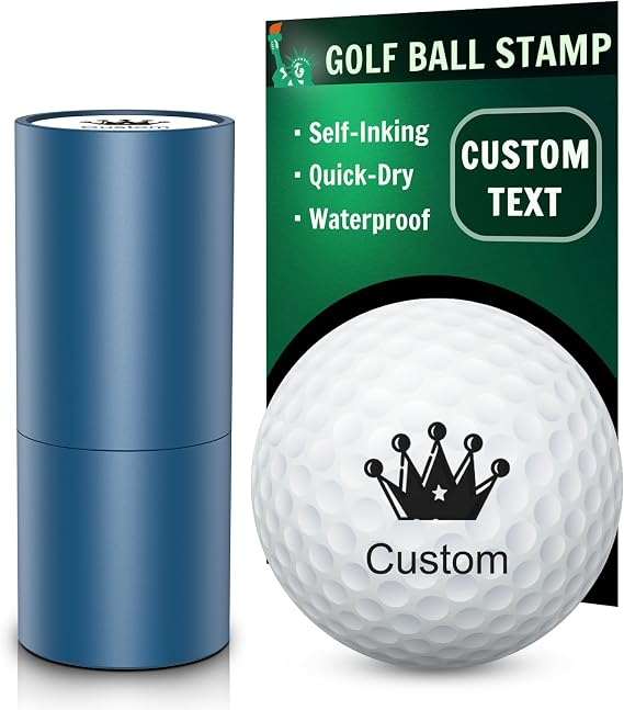 Yobbai Personalized Golf Ball Stamp, Self-Inking Quick-Dry Waterproof Ink, Custom Name Initials Monogram Logo, Metal Gift Case with Refill, for Golfers Dad Husband
