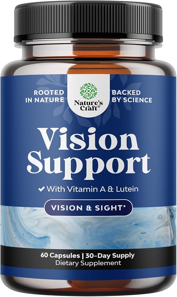 Complete Eye Health Supplement for Adults - Lutein 20mg Per Serving Eye Vitamins for Vision Dry Eyes Pressure and Blue Light Protection - Supplement Adults with Beta Carotene Eyes - 60 Count