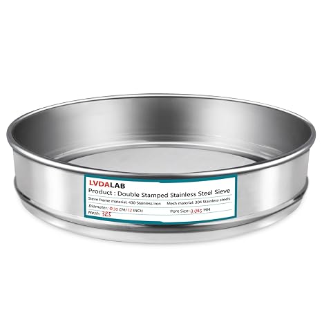 304 Stainless Steel Lab Sieve Screen Mesh, 325 Mesh 0.045mm Aperture Test Sieve, 12Inch30cm Diameter Economy Standard Analysis Sample Test Sieves for Industrial Laboratory Homes
