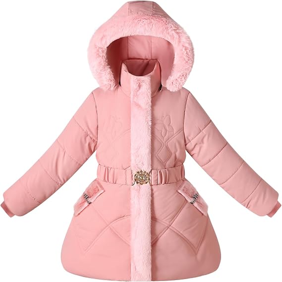Girls Winter Coats Kids Puffer Jackets Fleece Lined Warm Snow Clothes With Hood