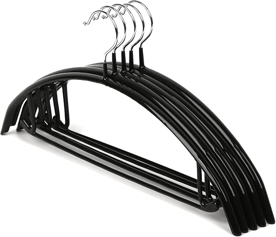 HGRYNDRO Anti Slip Simple and Non Protruding Hanger, Heavy-Duty and Durable, Space Saving, Suitable for Shirts, Jackets, Dresses Or Suits(Black,20PCS)