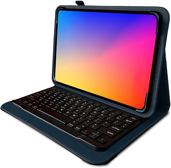 Navitech Blue Rotational Bluetooth Keyboard Case Compatible with Naclud 10.1 Inch Tablet