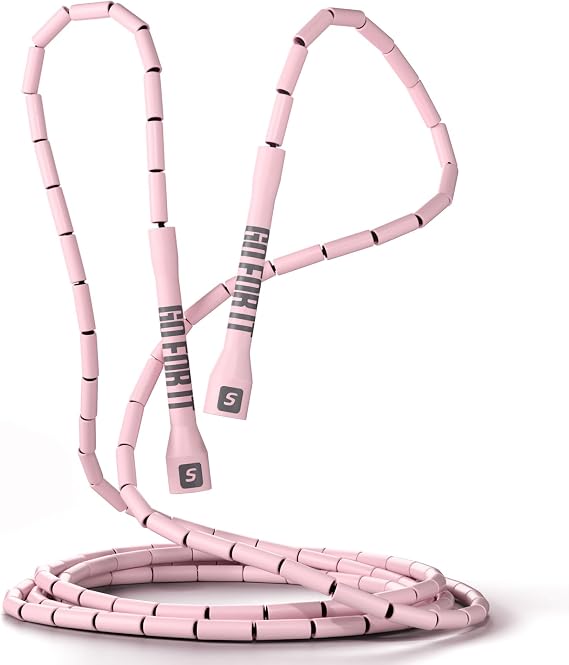 Sportbit Custom-Fit Beaded Jump Rope Adjustable Length for Kids & Adults, Men & Women Durable Fitness Rope for Gym & Home