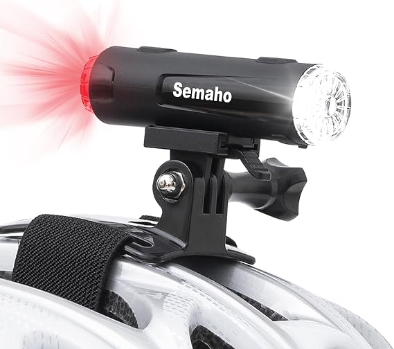 2in 1 Rechargeable Helmet Light with Bracket Mount Night Bike Light Riding Safety 5 Warning Light Modes IP66 Waterproof Bicycle Light, 360 Rotatable Front Rear Lights, Mountain Bike Headlight