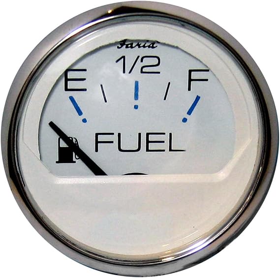 Faria - 3003.3544 13801 Chesapeake Stainless Steel Fuel Level Gauge (E-1/2-F) - 2", White
