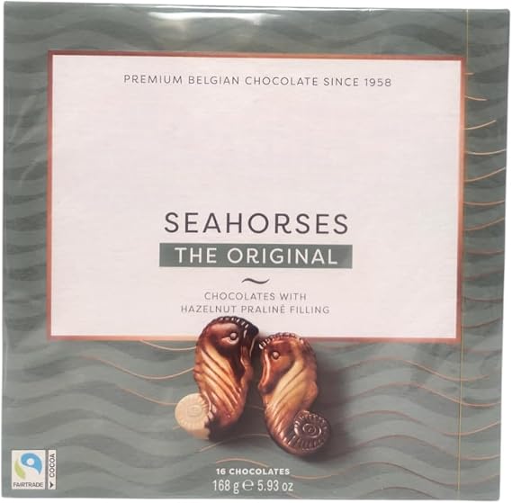 Original Belgian Chocolate Seashells with Smooth Hazelnut Praline Filling – Luxurious Artisan Chocolates Crafted for Sharing, Gifting, and Indulgent Dessert Moments (Seahorses The Original (168g))