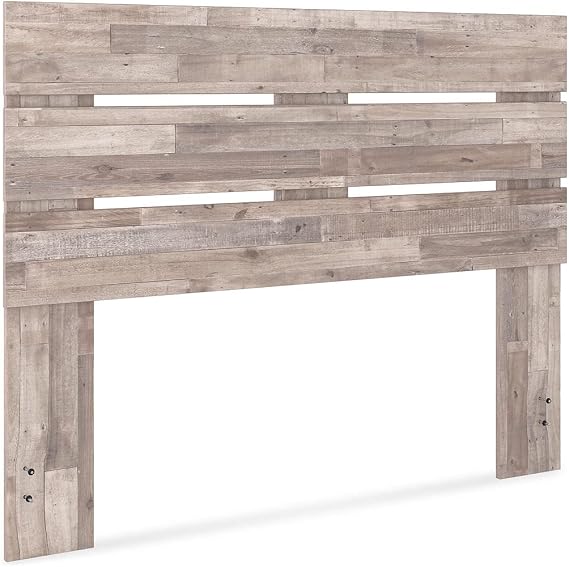 Signature Design by Ashley Neilsville Queen Panel Headboard, Casual Open Slat Style, Engineered Wood, Ideal for Beach Chic Master Bedrooms, Whitewash