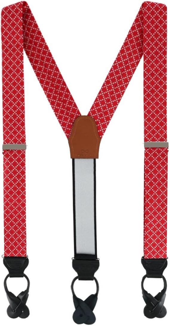 Trafalgar Men's Rowan Geometric Pattern Silk Button End Braces (Suspenders)