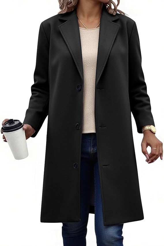 LRMQS Trench Coat Women Plus Size Trendy Casual Long Winter Coats Fall Jackets 2025 Formal Warm Wool Peacoat Outwear
