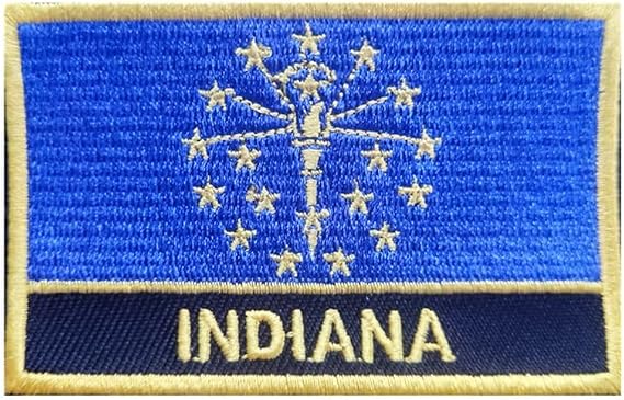 Uijokdef 1 PCS Embroidered Indiana Flag Patch Iron On or Sew On Embroidered Tactical Military National Indiana Flag Patch