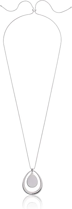 Nine West Women's Adjustable Pendant Necklace Silver Tone Long Pendant Necklace with Adjustable Length, Fashion Jewelry for Everyday and Dress Wear
