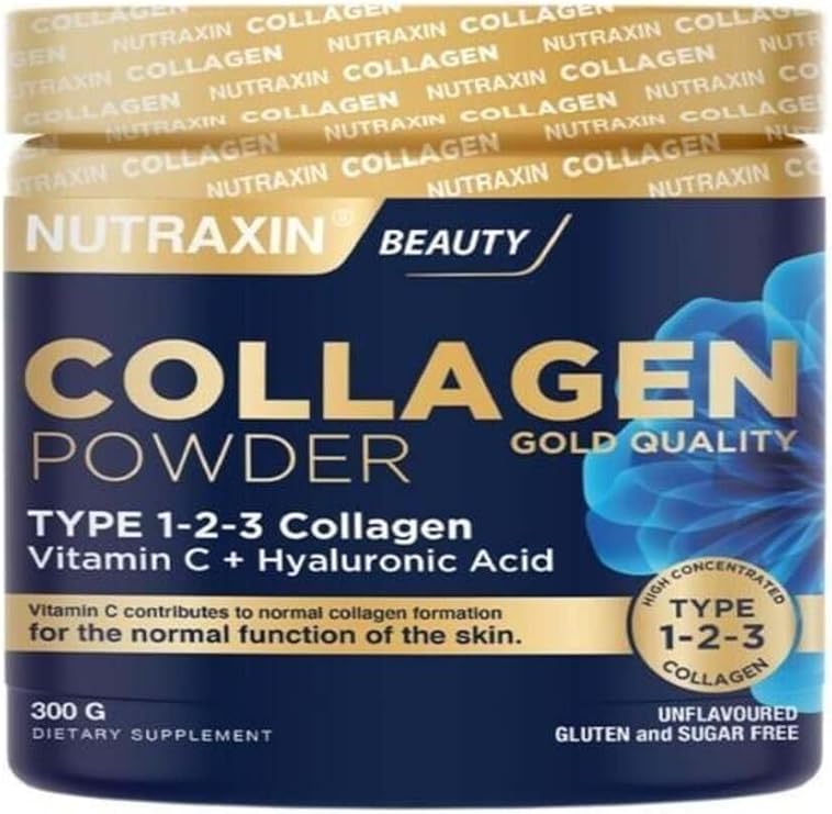 Nutraxin Beauty Gold Collagen Powder 300 Gr, Tip 1-2-3 Kolajen, C Vitamini, Hyalüronik Asit + Facial Cleanser 100ml Hediye