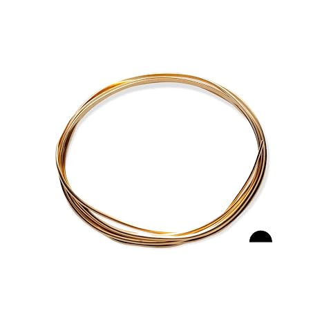 14/20 Yellow Gold Filled Wire 12 Ga Half Round, Dead Soft 1FT by CRAFT WIRE | 14K Gold Filled Wire for Jewelry Making, Wire Wrapping, Solid 14/20 Yellow Gold Filled, High Quality Made in USA