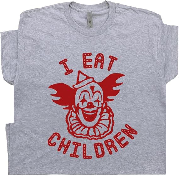 Creepy Clown T Shirt Funny Scary Circus Horror Tee Novelty I Eat Children