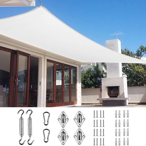 Quictent 20X20FT 185G HDPE Square Sun Shade Sail Canopy 98% UV Block Outdoor Patio Garden with Hardware Kit (White)