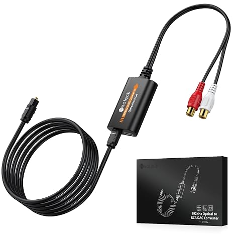 Neoteck Optical to RCA Cable DAC Converter with Built-in Audio Amplifier Chipset 192kHz SPDIF to RCA Digital to Analog Converter for HDTV Blue-ray PS4 etc.-Female Output