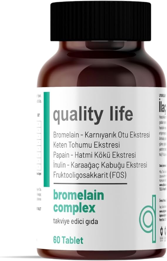Bromelain Complex 2500 GDU 60 Tablet - Papain - Karnıyarık Otu Tozu - Bromalain - Bromelian - Hapı