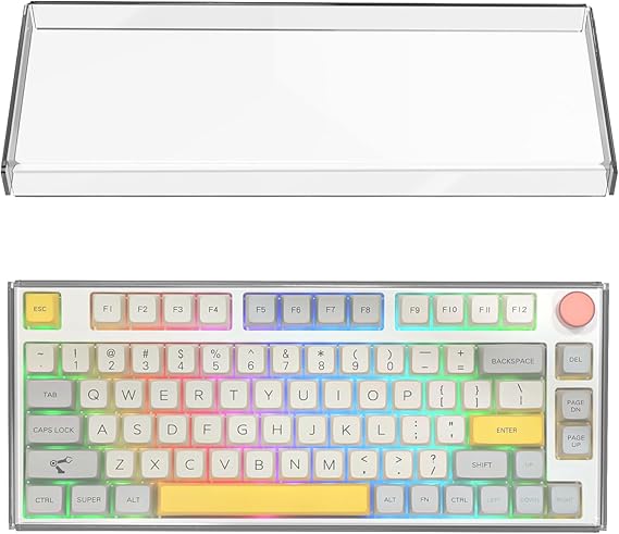 Geekria 75% Knob Keyboard Dust Cover Transparent Acrylic Keypad Cover for 84 Keys Computer Keyboard for Keychron Q1 HE, Q1 Max, Q1 Pro, EPOMAKER TH80 75% Glorious Gaming - GMMK PRO 75%