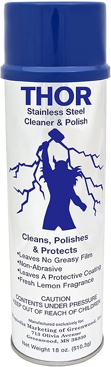 18 Oz. Thor Stainless Steel Cleaner & Polish (1 Can): Clean and Polish Stainless Steel Appliances Including Brass, Copper, Aluminum, Formica and Porcelain Surfaces